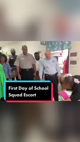 Watch Sheriff and his deputies escort sweet little girl on her first day of kindergarten. #sherrifsdeputy #deputiesoftiktok #lineofduty #firstdayofschool #kindergarten #goodnews 