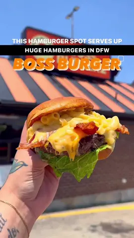 This burger spot sells massive burgers like the Bacon Mac and Cheese Burger 🍔 and cravable sides like blooming onions and onion rings 😍 You need @Boss Burgerz in 📍Arlington, TX  #tiktokdallas #dallasfoodie #dallashiddengems #arlingtontx 