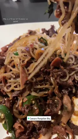 All you can eat Mongolian BBQ  📍Cesar’s Mongolian Bar-B-Q 11803 Del Amo Blvd  Cerritos, CA 90703  Brought my own Konjac noodles @housefoodsamerica  I sauté them with soy sauce, sesame oil, garlic powder, and I forgot some chicken bouillon just to give it a little coloring  It is best to run underwater for at least five minutes and then pan fry them for 10 minutes  I had beef and chicken with onions and cilantro. Oh, and I forgot I had some jalapeños.  When I am not on any kind of restriction, I love their fried wontons dipped in their hot mustard with ketchup . I’m normally not a mustard, kind of girl, butt, hot mustard and ketchup is another level. #foodreview #foodcritic #Foodie #food #foodtiktok #restaurant #mongoliantiktok #mongolianbbq #allyoucaneat #joycemarcellus #FoodLover #FoodTok 