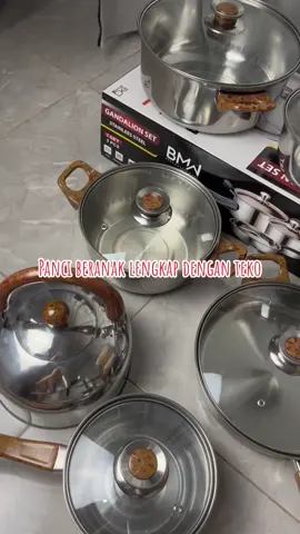 panci beranak lengkap dengan teko 🥰 #bmwkitchenware #panciset #tekostainlesssteel #pancimurah 