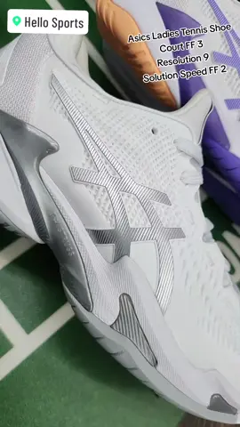 Asics Ladies Tennis Shoe for Intermediate to Advance players.. Good cushion, Stability and Ankle Support. Get it NOW in Hello Sports. #asicscourtffnovak #asicsresolution9 #asicssolutionspeedff2 #tiktoksg🇸🇬 #fypシ #fyp 