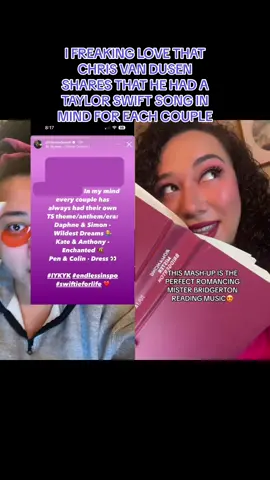 #duet with @Aynsley Broom I love that Chris Van Dusen confirmed some Taylor Swift songs for our fave couples!💜✨ although I still feel as if Enchanted belongs more to Benophie • Because of SAG-AFTRA rules, I had to cover up the name, but I wanted to share because it’s important to show how vital writers are to the process of creating shows and films. . . . . . #bridgerton #kanthony #saphne #polin #chrisvandusen 