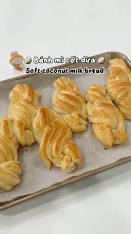 Bánh mì cốt dừa (Soft coconut milk bread). Chiếc bánh k cần dùng tới trứng nhưng kết cấu bánh vẫn rất ổn vị ngon và bánh kéo được thớ dai, tất cả là nhờ nước cốt dừa.  Ko cần phải nhồi bột quá lâu, chỉ cần bột quyện hết với nhau là được nha ✨ Nguyên liệu * 215g bột số 13 * 3g men nở * 35g đường * 2g muối * 152g nước cốt dừa * 15g bơ nhạt #LearnOnTikTok #xuhuong #FoodFestOnTikTok #AnCungTikTok #anvatcungngan #foodtiktok 