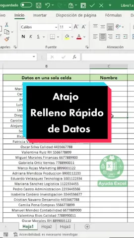 Relleno Rápido de Datos #Excel #Exceltips #Excelpro #excelentiktok #parati #fyp 