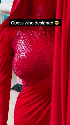 Close up of the Custom Design Gown made in collaboration with Brett Alan Nelson and @Doja Cat for #paintthetownred #musicvideo #textileinnovation #behindthescenes #atelier #asherlevine 
