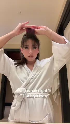 Vegas night 1 🎰🌴🪩 #shorthairstyles #ponytailextensions #nightouthairstyle 