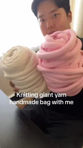 Knitting giant yarn handmade bag with me #handmadebag#giantyarn#giantyarnbag #DIY #diybag