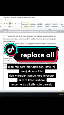 cara merubah teks secara keseluruhan dengan replace all #belajarkomputer #serunyabelajar #microsoft #word #trickshot #word 