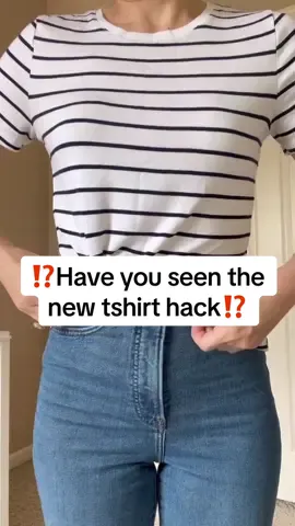 Have you seen a new tshirt hack ⁉️ 1. Fold the bottom twice or as needed, depending on the length 2. Criss cross  3. Make a knot . . . . . #tshirthack #tipsandtricks #diyfashion #fashionhacks #tshirtstyle #easyhacks #stylingtips #fashiontipsandtricks #njblogger #tshirttutorial #tshirttuck #tshirttie #waystowear 