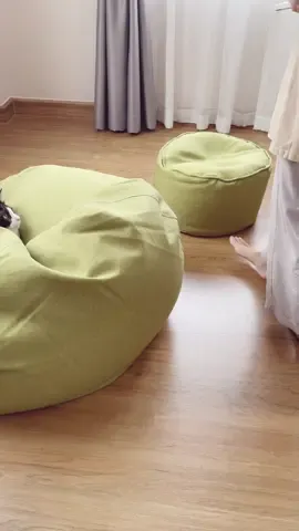 ไม่รู้คนหรือหรือแมวเห่อกว่ากัน😅 #Namiko #Topvalue #Beanbag #ที่นั่งนุ่มสบาย #แต่งบ้านมินิมอล #แม่บ้านญี่ปุ่น