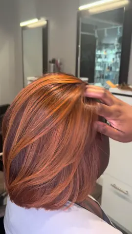 Brunetter Ginger Copper 🍂🍂🍂 #haircolor #haircut #bob #naturalhair #silkpress #brunette #gingerhair #copperhair #fallhair #fyp 