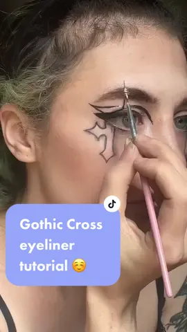 Gothic Cross Eyeliner makeup tut!! (I'm not a pro pls don't come tell what I'm doing wrong I'm just showing how I'm doing it okkkkk) #opiumbaby666 #gothgirl #fyp #alt #alternative #ofmodelgirl #fypシ #linkinbiio #makeup #makeuptutorial 