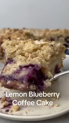 MOIST lemon blueberry coffee cake!! And you’re never going to believe that you don’t need any eggs, nor dairy to make it (yes, this is a VEGAN coffee cake!). We have a soft lemon vanilla cake bursting with fresh blueberries, layered with a zesty dairy free “cream cheese” filling and a crunchy vanilla crumble to top. You’re going to be *obsessedddd* full recipe on mh website!! #lemonblueberry #coffeecake #veganrecipes 