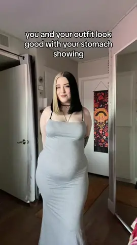 your stomach, your belly, your pooch is allowed to be seen!! you don't need to hide it or suck in to where the clothes you want to wear. you already look great and your belly just makes your outfits even cuter! i promise! love you 🥹 #bodypositive #recovery #tummytok #bodyneutrality #softbelly #weightgain #loveyourself 