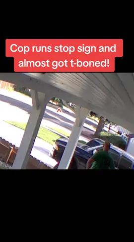 Police runs stop sign almost causing an accident! #police #foryou 