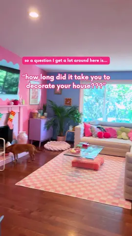 the short answer: 2.5 years!  the long answer: a yearly pattern of an insane high energy hyperfixated project month followed doing nothing for the rest of the year 😅 I’ve also been collecting special interest items and thrifted decor for 5+ years!  like a lot of nd folks, I ride the energy when it comes (which means weeks of all day projects with no rest) and then fall into months of not really doing anything ! But regardless, I’ve put in hundreds of hours of love, sweat, blood, and tears into these walls…and I’m super proud of the home I’ve created for myself! 🥹💓 #firsttimehomeowner #diyhome #homeimprovement #dopaminedecor #maximalist #barbiecore #maximalisthome #autisticadults #homeproject #diyhomeprojects 