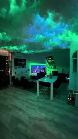 What do you think? 🚀 #interiordesign #cloudceiling #setup #led #livingroom 