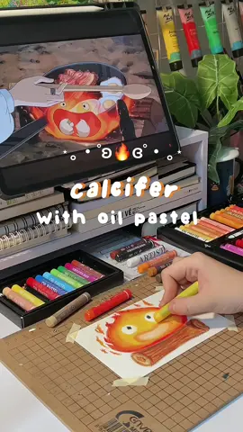 Trả lời @Moon  draw Calcifer with me ✨🔥 #oilpainting #fyp #artist #cazoixanh #oilpastel #LearnOnTikTok #oilpasteldrawing #painting #art #studioghibli #howlsmovingcastle #calcifer #calciferart #howlscastle #ghibliart 