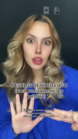 8 estilos de vídeo para produzir como criadora de conteúdo UGC 🤫 • DEPOIMENTO • UNBOXING • LIFESTYLE/VLOG • SENSORIAL/AESTHETIC • HOW TO USE  • SALE VIDEO  • EDUCATIVO  • EXPERIÊNCIA  Todos eles precisam preencher portfólio 🧡 Qual você gosta mais de produzir? Experiência/depoimento são meus favoritos ✨🧡 #ugc #ugccreator #ugcbrasil #ugcexemple #ugcexemplo 