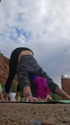 Yoga at Red Rocks will always be my favorite thing to do! #yoga #yogaontherocks #yogagirl #Fitness #pinkhairedyogi #tattooedyogi #redrocksampitheater #redrocks 