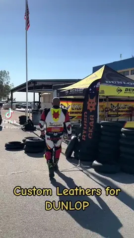 Custom CE-II AAA certified Leathers. Check out out partnet Norm at Eyes Up Motorsports Dunlop! #fyp #fypシ #fypage #motorcycleracing #motorcycle #dunlop #eyesupmotorsports #motorsports 