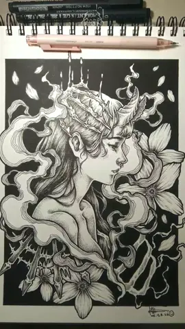 langit selalu menerima senja apapun warnanya hari ini. ku harap ada orang yang seperti langit - shania gracia. #drawing #illustrationart #darkart #tattooart #fyp #artoftiktok #penart 