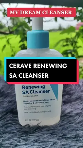 MY DREAM CLEANSER 😍 Its the CERAVE RENEWING SA CLEANSER.  IT CONTAINS SALICYLIC ACID GENTLE FOR EVERYDAY USE.  CERAMIDES FOR REPAIRING SKIN BARRIER.  VITAMIN D FOR FIGHTING FREE RADICALS AND HAS ANTIOXIDANT BENEFITS.  IT'S NON-COMEDOGENIC, NON-DRYING AND EXFOLIATES GENTLY.  USE.THIS IF YOU STRUGGLE WITH ACNE, WHITEHEADS AND BLACKHEADS.  DISCLAIMER: WHAT WORKS FOR ME MAY NOT WORK FOR YOU. THIS PRODUCT IS NOT A TREATMENT FOR SEVERE ACNE OR SKIN CONDITION.  #fypシ゚viral #TikTokPromote #cerave #ceraveskincare #ceravesacleanser 