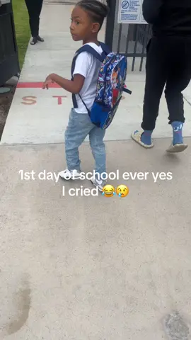 It was my son first day of school hes never been before and man i tried to hold the tears in but once he started crying the tears started rolling out #fyp #kindergarten #firstdayofschool #school 