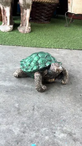 Turtle Statue Painting🐢 #turtle #statue #art #homedecor  #patiodecor #inlandempire #viral #fyp 
