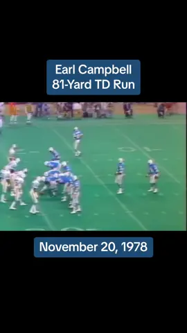Earl Campbell takes it 81 yards for a TD against the Dolphins, in 1978. #houstonoilers #nfl #fyp #earlcampbell 