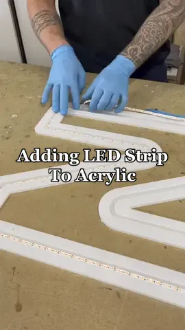 Adding LED strip to acrylic 👏 #signage #ledstrip #ledsignmaking #fyp #viral 
