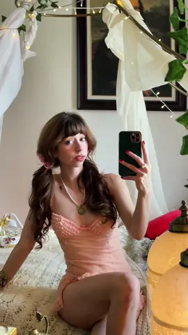 new slip alert! 🍑💗 #vintagevibes #slipdress #fredericksofhollywood #coquettefashion #vintagegirl #1960sfashion 