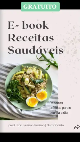E-book de Receitas 👇🏼 Hoje vim compartilhar com vocês o meu e-book com as principais receitas que eu e meus pacientes utilizam.  ➡️ Com 20 receitas fáceis e saudáveis para facilitar sua rotina. ➡️ Para ter acesso, basta comentar “eu quero” e te envio o material no direct ou e-mail.  ➡️ Aproveite, pois irei disponibilizar por tempo limitado.  #ebookgratis #ebook #receitas #nutri #receitasfit #free #tiktok #explorepage
