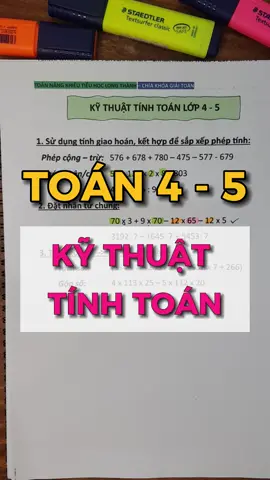 Kỹ thuật tính toán (bài 4). Tài liệu học có trong giỏ hàng. #hoccungtiktok #toantieuhoc #toanarchimedes #toanlop4 #toanlop5 #bikipgiaitoan4 #bikipgiaitoan5 #huongdangiaitoanarch 