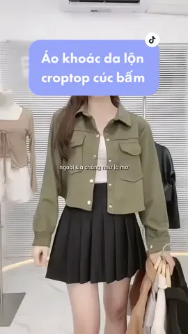 🌷🌷 Áo khoác croptop da lộn cúc bấm cổ bẻ, 5 tông màu siêu xinhh #aoxinh #goclamdep #reviewquanao #muataitiktok #hapunie 