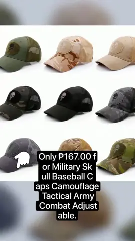 Only ₱167.00 for Military Skull Baseball Caps Camouflage Tactical Army Combat Adjustable.#budolfinds #military #tiktok 