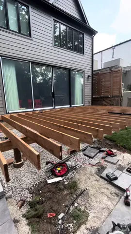 #deckbuilding #decking #carpentery #deckbuild #wood #pressuretreatedwood #framing #carpenter #deck #joists #fyp #carpentersoftiktok #framersoftiktok 