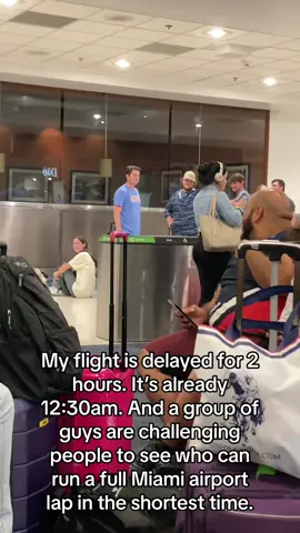 1min 20 secs is the fastest so far. And the man was gassed 😂 Will keep you posted on the new contender’s time. #miamiairport #miami #runningintheairport #airportruns #race #airport #delayedflight #iwannagohomeeeeeeee 