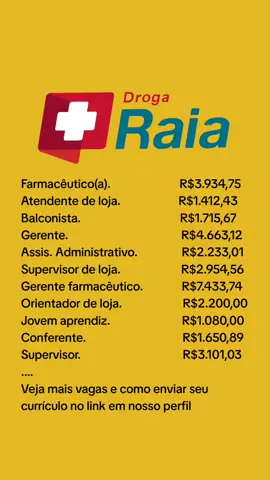 A Droga Raia (Drogasil) está com mais de 500 vagas abertas. #vagas #empregos #vagasdeemprego #vagasabertas #emprego #vagasdetrabalho #jovemaprendiz #vagasdeestagio 