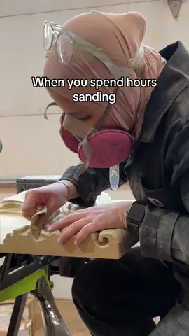 I had been sanding for hours but when i brought the piece into the house to show Firas, it was sitting in front of a well-lit window and showed every single scratch mark.  I realized that I should have started at a lower grit to begin with. I went back with the finest burr I had and went over the deeper spots in the grooves to even them out, then I sanded with 60 grit and worked my way up the grits (60, 80, 100, 120, 180, 220, 320) This is what I've learned: -nothing is more effective as sanding by hand, which is an unfortunate truth because I pretty much don't have fingerprints left lol -good lighting is absolutely necessary to inspect your work for missed spots -you should never skip too high between grits, that's what leaves you with scratch marks from the lower grits. Sanding is the worst part of any of these power carving projects, but is also the most important. If something takes me 8 hours, 6 of those hours are usually dedicated to sanding. #sanding #carvingproject #powercarving #powercarvingtools #sandingbyhand #workinprogress #artworkinprogress #artprocess #sandingtips 