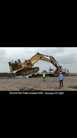 Uji coba Lowbed capasitas 120Ton dengan alat berat Komatsu PC 1250.. #trailer  #lowbed #120ton #dolly  #truck  #volvo #fh16 #550hp #komatsu #pc1250  #sitegam #kalimantantimur 