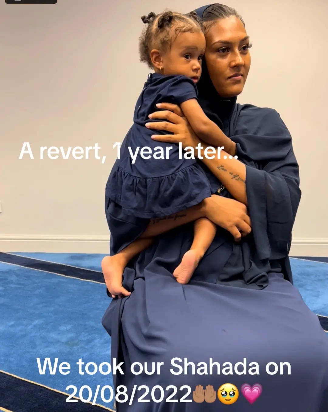One year as a revert, Alhamdulilah for everything. My journey so far has been a beautiful rollercoaster. By no means am I perfect, no one is, but I am trying, sisters feel free to send any links that will help me on my journey or just be of support🤲🏽💗Jazakallah. #fyp #islam #revert #sister #muslima #muslimtiktok #viral #uk #alhamdulillah #foryoupage #Love #allahuakbar #allah #babygirl #motherdaughter #salah 