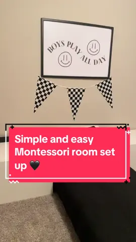 Super simple & affordable room 🖤 bed at floor level, shelves at Leo's height and climbing set is usually set up. Attempting a Montessori set up. I created the wall art myself so if anyone wants it i can email it 🥰#babyboy #toddler #montessori #montessoriathome #montessoriroom #MomsofTikTok #tiktokmoms #sahm #momlife #stavathomemom #momtok #momcontent #firsttimemom #firsttimemama #sahmlife #trending #viral #stavathomemomlife #sahmoftiktok #sahmofone #sahmtok #momofone #boymom #latinamom #momhumor #momthoughts #fp #momjokes #babyfever #mybabyisgrowingup #momlove #babylove #trending #aestgeticroom #motherhood #nurserywallart #boyroomdecor #babyboyroom #babyboyroomdecor #neutralroomdecor #neutralaesthetic #neutralnurserydecor #blackandwhitenursery #blackandwhiteroomdecor