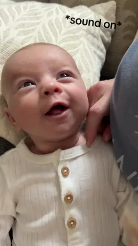 Turn your volume up for the cutest baby coos 🥹  #6weeksold #baby #babyboy #newborn #newbornbaby #babycoo #boymom #babylove #cooing #babytiktok #motherhood #momlife #babysmile #rainbowbaby #postpartumlife 
