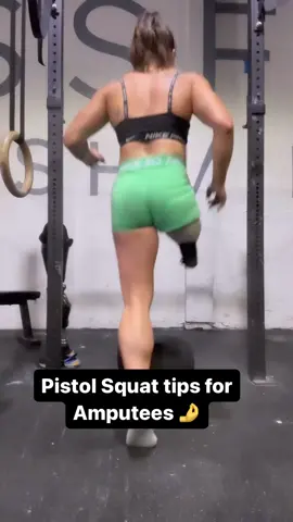 Pistol squat progession for amputees 🤌🏼 #oneleg #adapt #fyp #pistolsquat #adaptiveathlete #foryou #athlete #foryoupage 