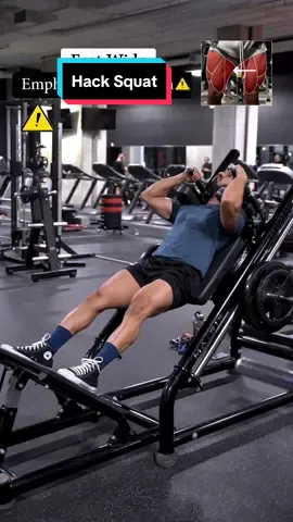 Hack Squats: Know The Difference ⚠️ . When performing Hack Squats, although this exercise predominantly targets your Quads since your spine is stabilized into the pad. However you can still shift the emphasis a little to other muscle groups. When performing a Wider Stance, this will emphasize more of your adductors (inner thighs). When using a lower platform stance, this will emphasize your quads. And lastly, when you bring your Feet Higher on the platform, this will emphasize more of your glutes. Hope that helps. Keep crushing it saiyans 🔥 . #hacksquat #squat #legworkouts 