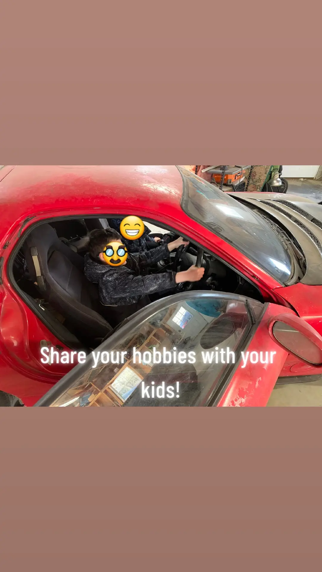 Spend time doing the things you lovee with your kids! #together #time #Home #fun #projects #projectcar #fd #rx7 #Love #kids #family #thingstodo #life #garage 
