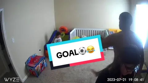 Forgot he was playing with a kid and went World Cup mode 😂⚽️ video by @Victoria #wyze #wyzecampan #dadsoftiktok #MomsofTikTok #oopsie #funny 