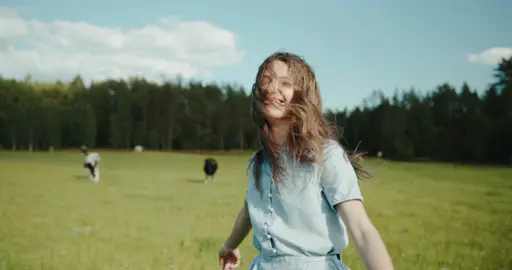 A Woman Running In The field