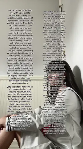 HUGE ICHIKA RANT istg just say “ ichika “ and BAM i’m rambling on and on about her i love ichika and i feel so bad for her she really is me fr ( most of the stuff i gathered were from the main story , cherry blossom , live with memories ) but yea she really should be talked about more than she is because she is often watered down as something she’s not #projectsekai #ichikahoshino #leoneed 